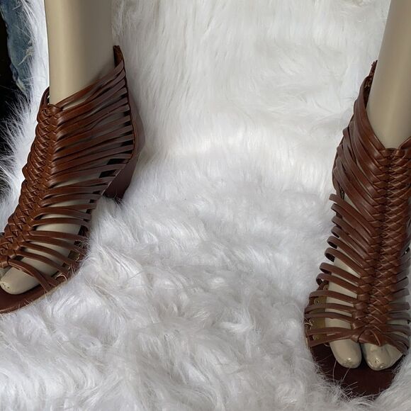 Rampage ladies brown leather open toe sandals Sz 9 - Picture 4 of 10